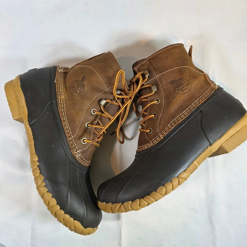 Georgia Boots Marshland Brown Leather Duck Work Boots Mens 7 Womens 9 Rugged‎